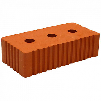 Кирпич строительный полнотелый Каширский одинарный 1 НФ рифленый М300 с тремя техническими отверстиями